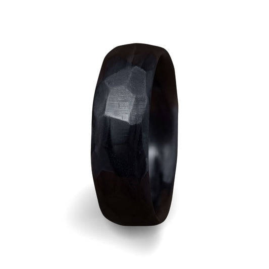 Carbon Fibre Ring - Hammered Black