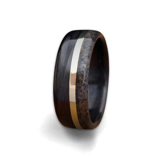 Carbon Fibre Ring - Partial Sleeve with Gold Inlay