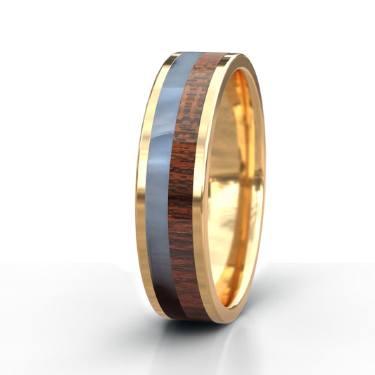 Horn Inlay Gold Ring - Kudu & Camelthorn