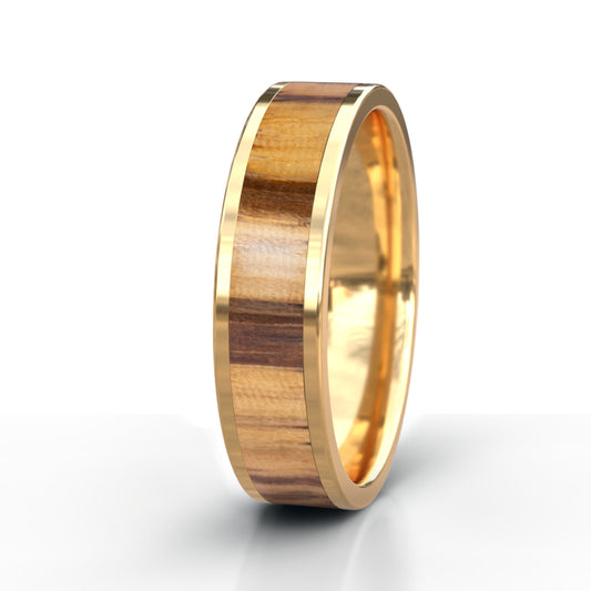 Zebrano Wood Ring - Gold